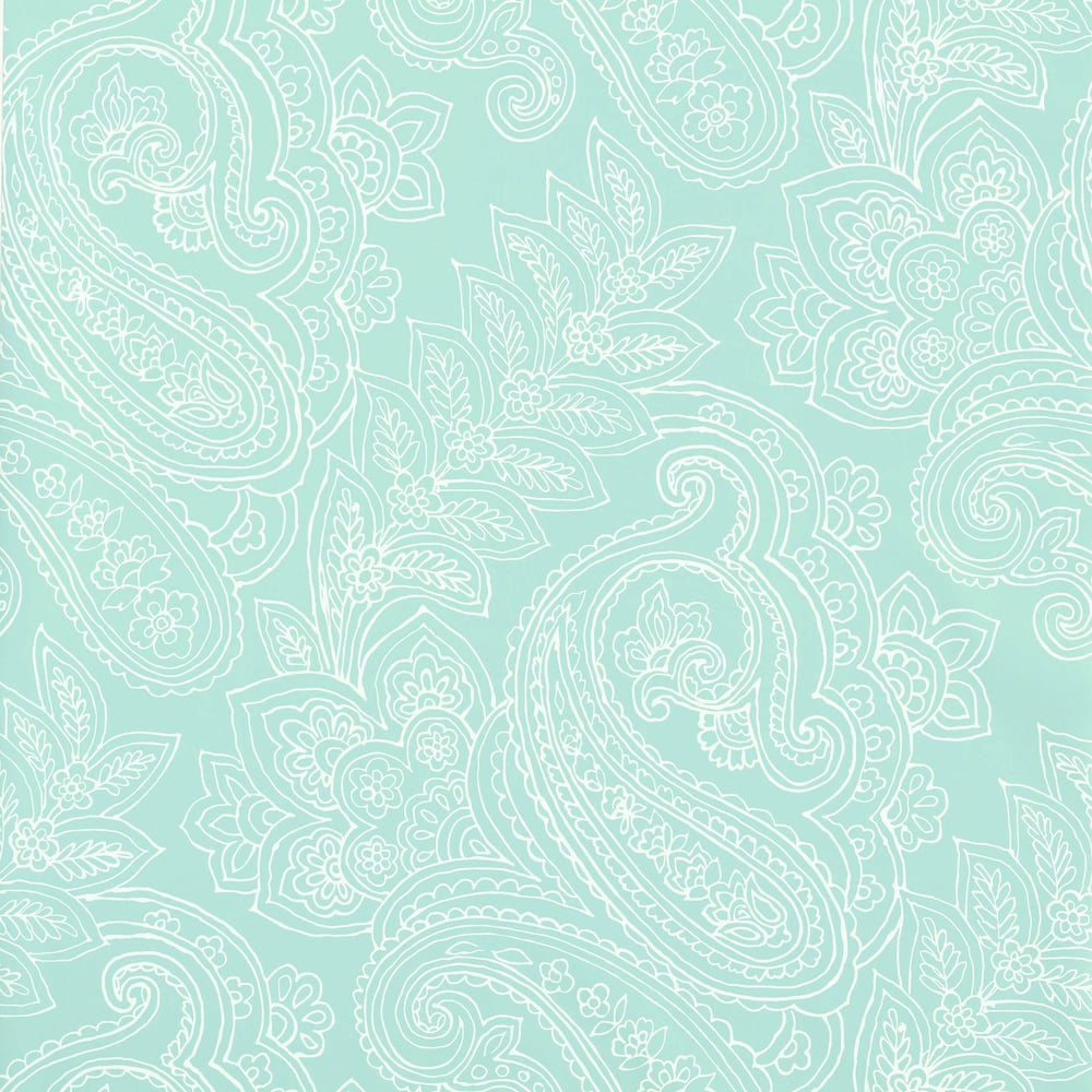 Thibaut T9288 NORWICH PAISLEY Aqua Wallpaper