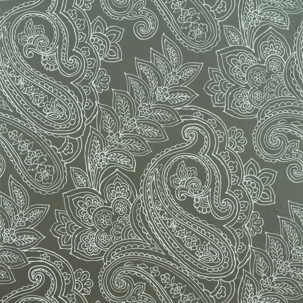 Thibaut T9291 NORWICH PAISLEY Metallic Pewter Wallpaper