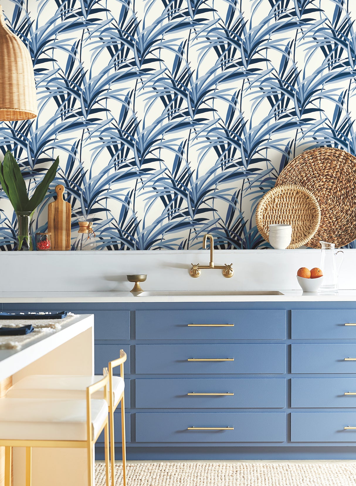 York TC2602 Tropical Paradise Blue & White Wallpaper