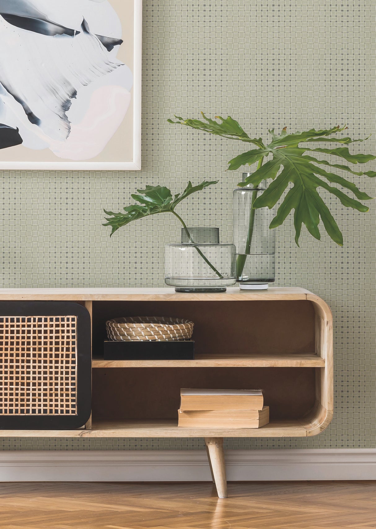 York TC2613 Paradise Island Weave Green Wallpaper