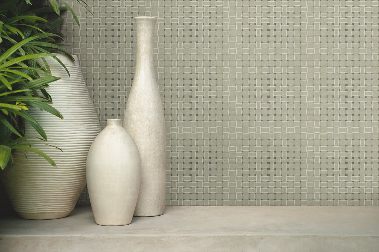 York TC2613 Paradise Island Weave Green Wallpaper