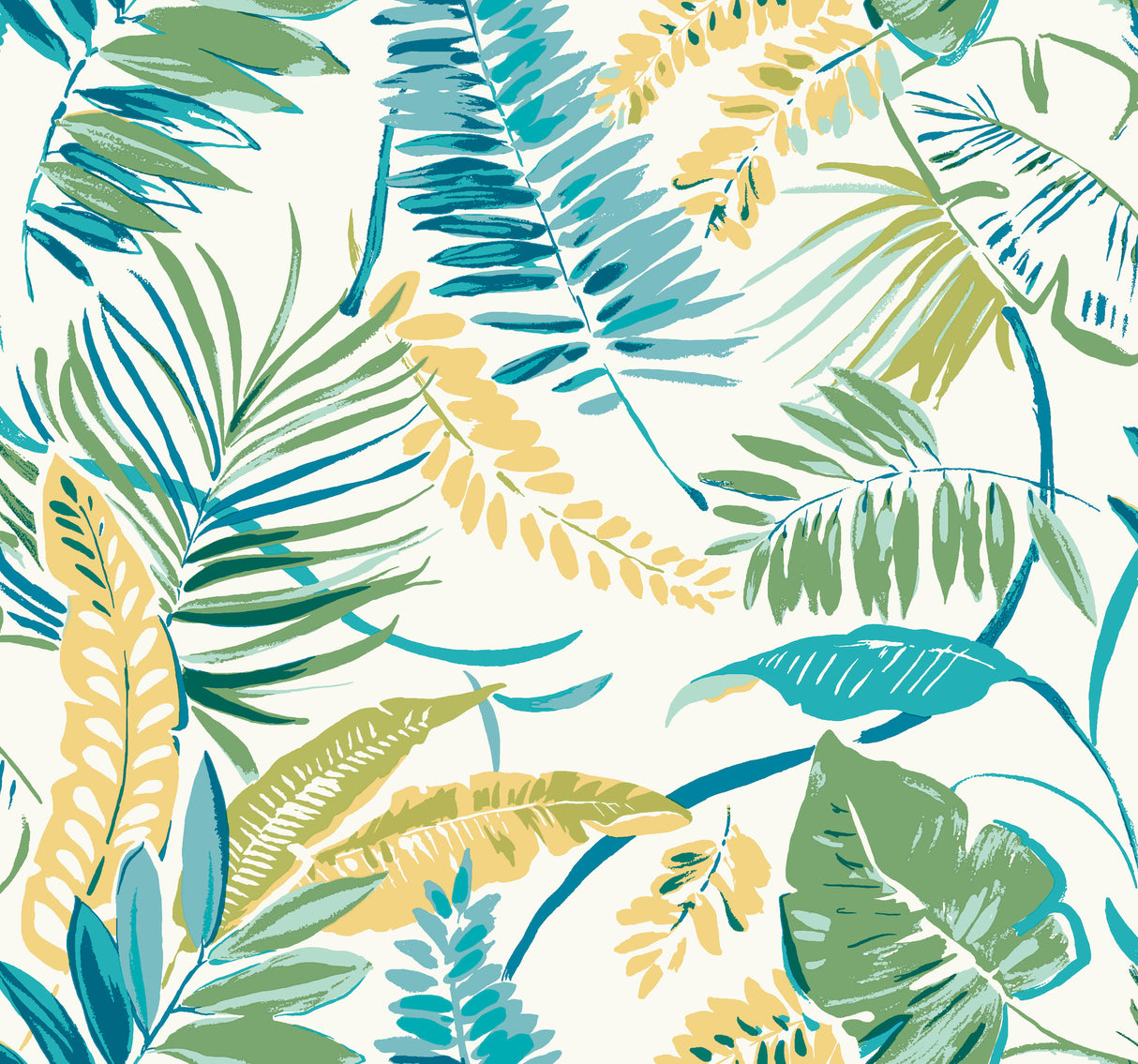 York TC2626 Tropical Toss Aqua & Yellow Wallpaper
