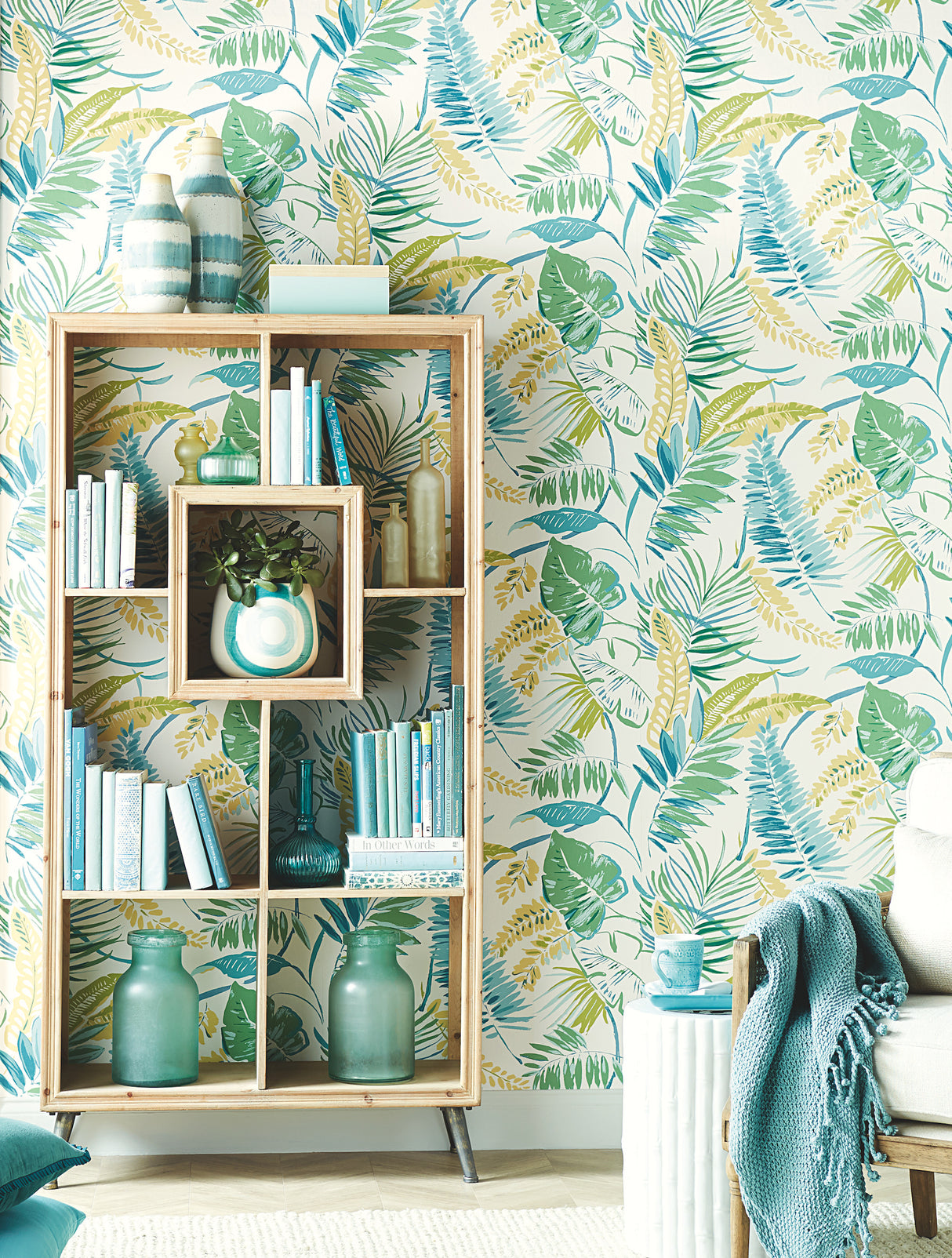 York TC2626 Tropical Toss Aqua & Yellow Wallpaper
