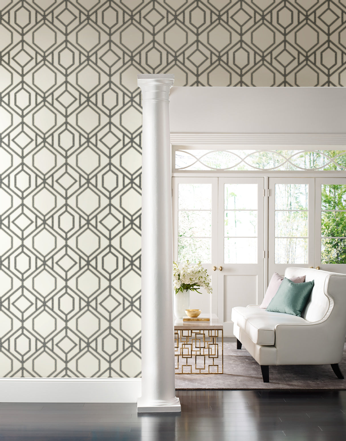 York TC2632 Sawgrass Trellis White & Grey Wallpaper