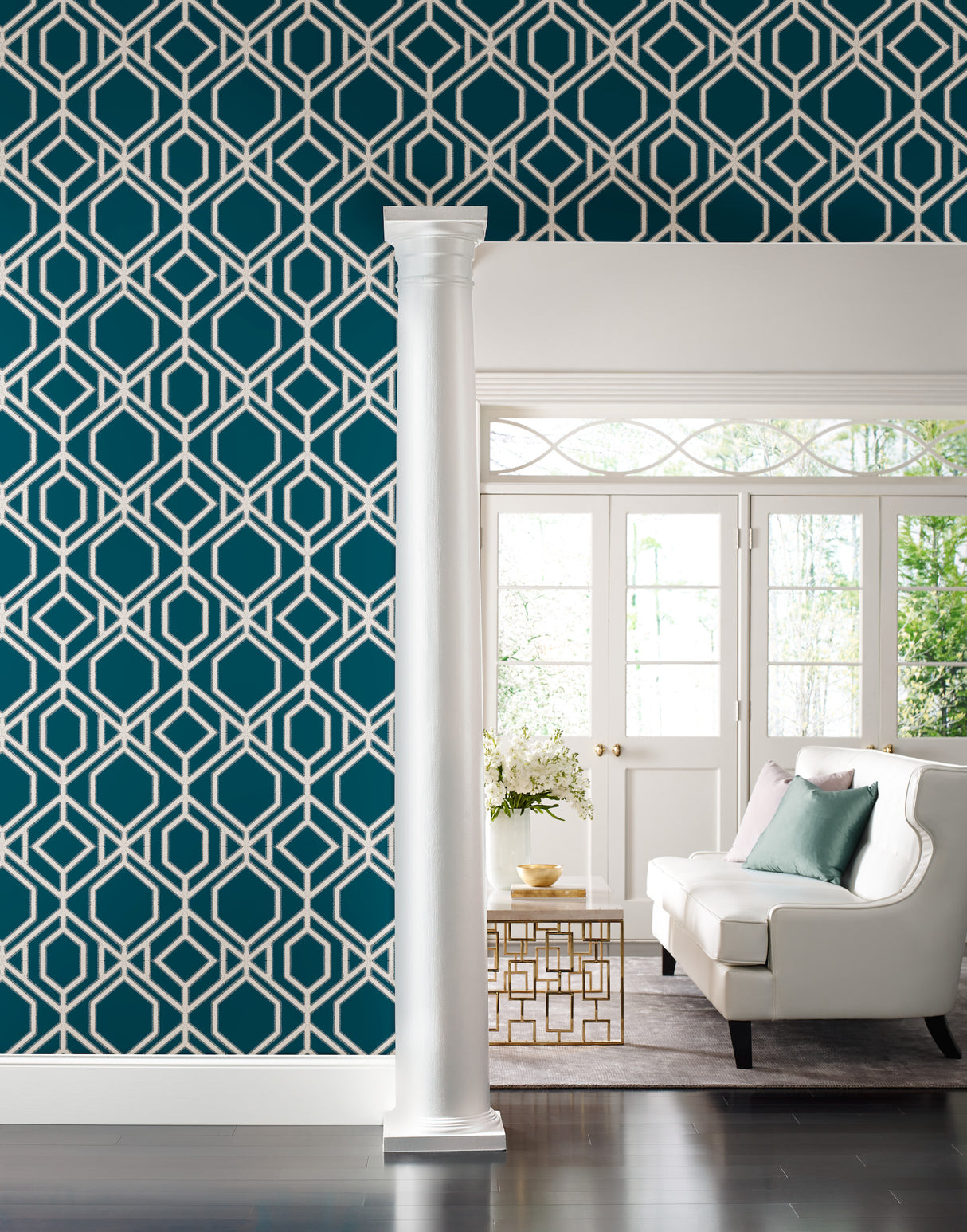 York TC2633 Sawgrass Trellis Navy Wallpaper