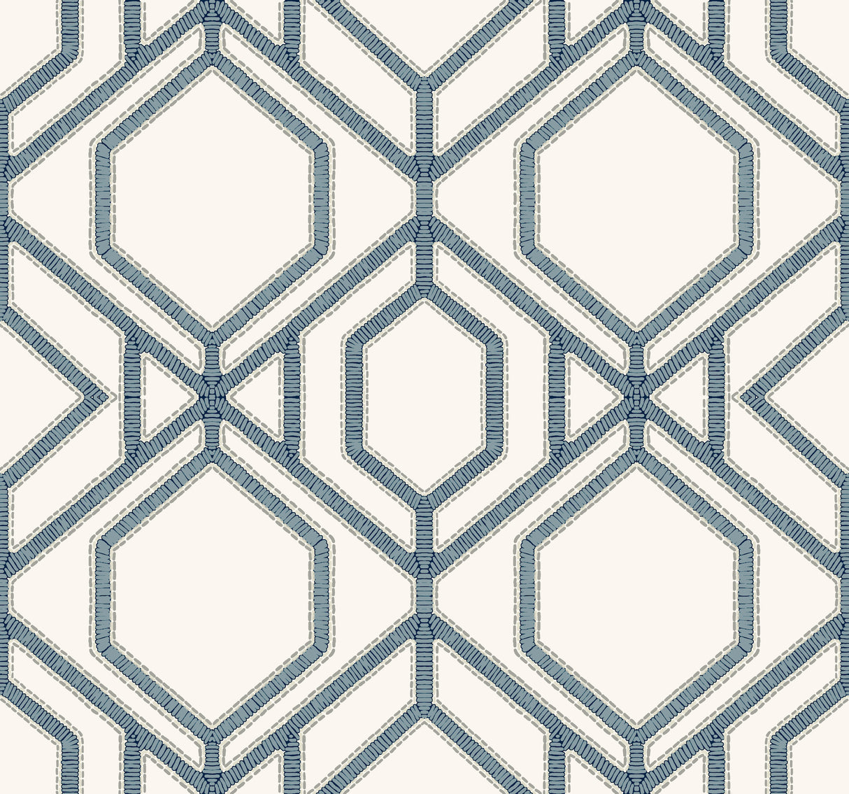 York TC2634 Sawgrass Trellis White & Blue Wallpaper