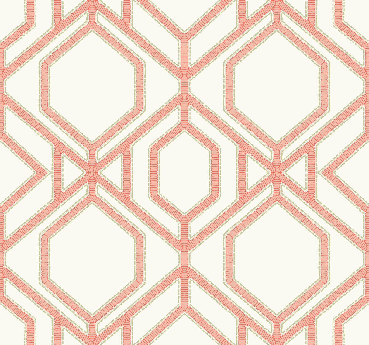York TC2636 Sawgrass Trellis Coral Wallpaper