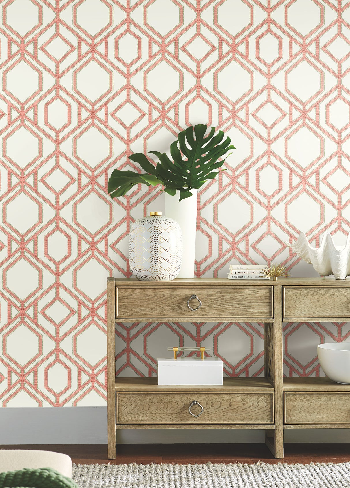 York TC2636 Sawgrass Trellis Coral Wallpaper