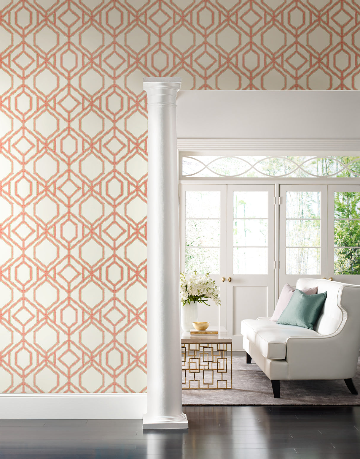 York TC2636 Sawgrass Trellis Coral Wallpaper