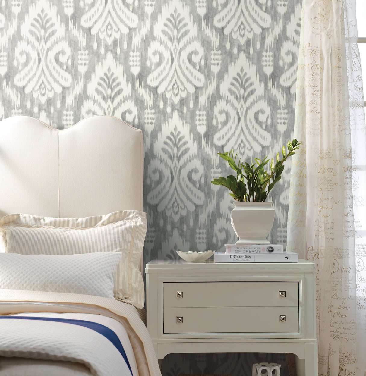York TC2643 Hawthorne Ikat Grey Wallpaper