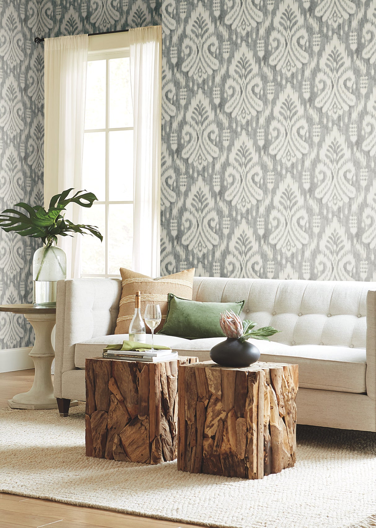 York TC2643 Hawthorne Ikat Grey Wallpaper