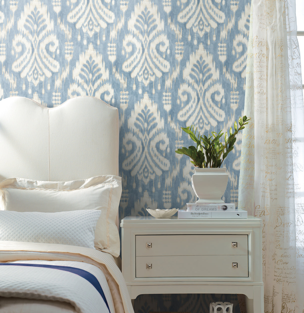 York TC2644 Hawthorne Ikat Blue Wallpaper