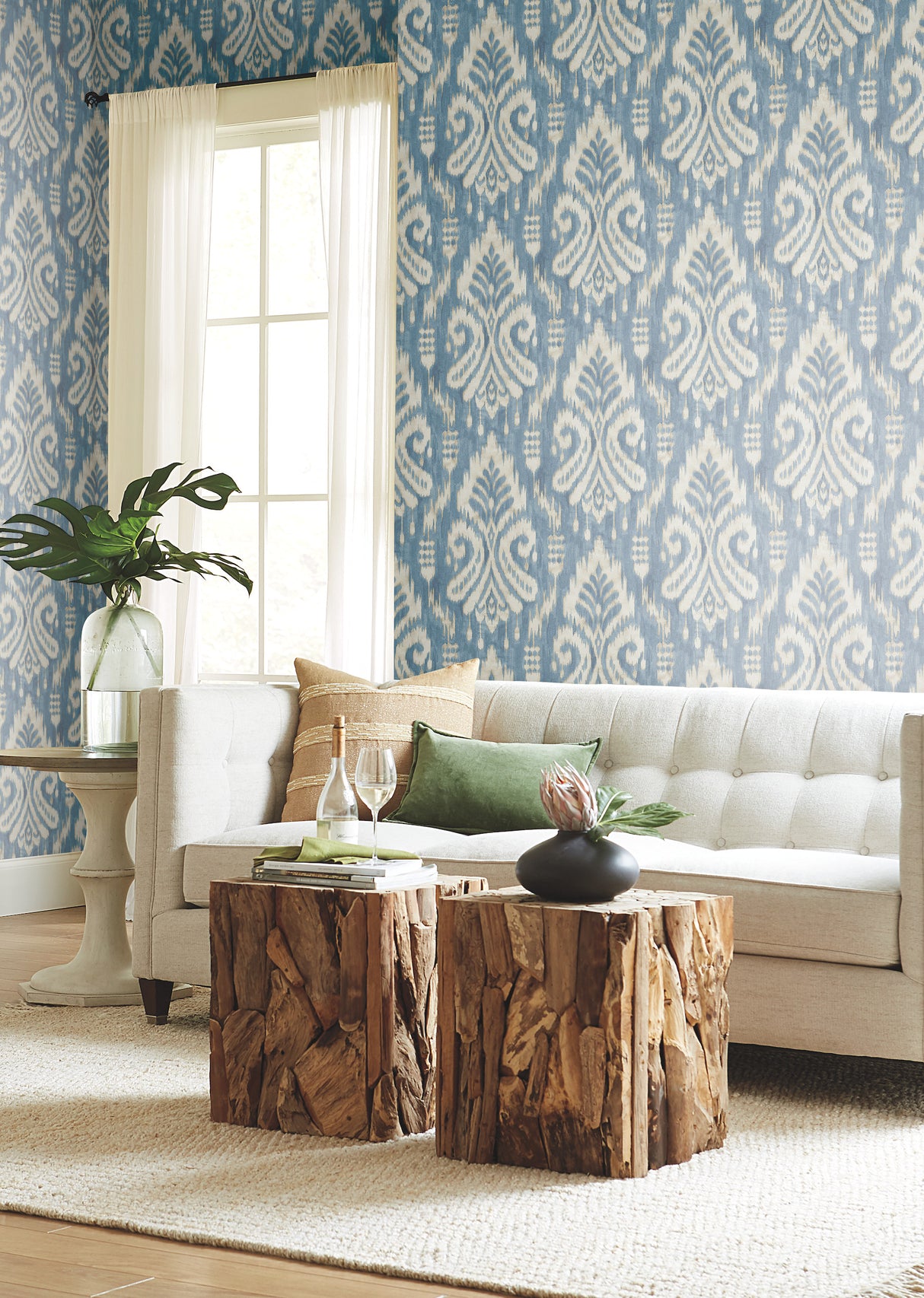 York TC2644 Hawthorne Ikat Blue Wallpaper