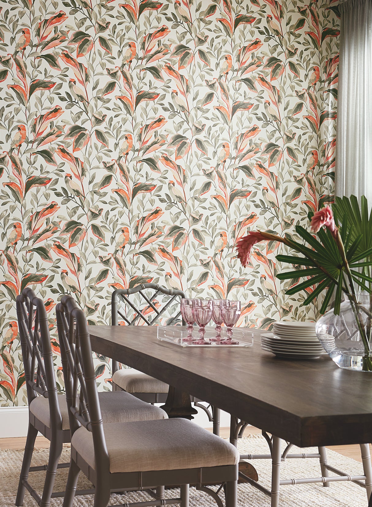 York TC2652 Tropical Love Birds Grey Wallpaper