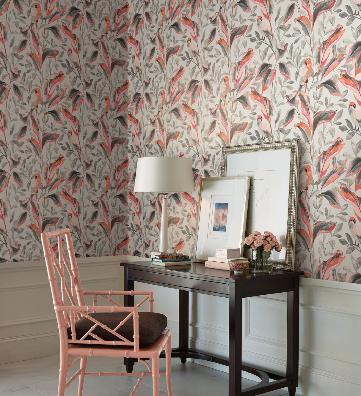 York TC2652 Tropical Love Birds Grey Wallpaper