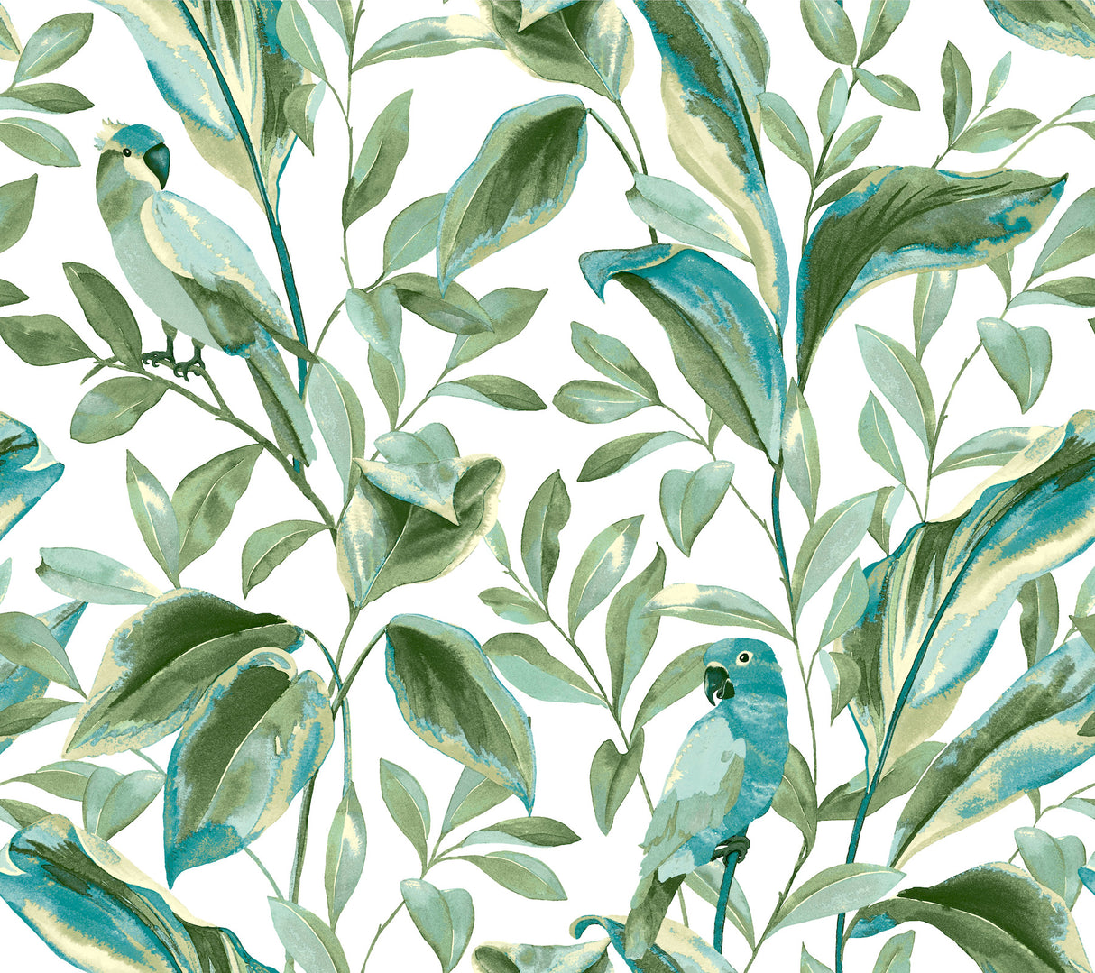 York TC2654 Tropical Love Birds White & Aqua Wallpaper