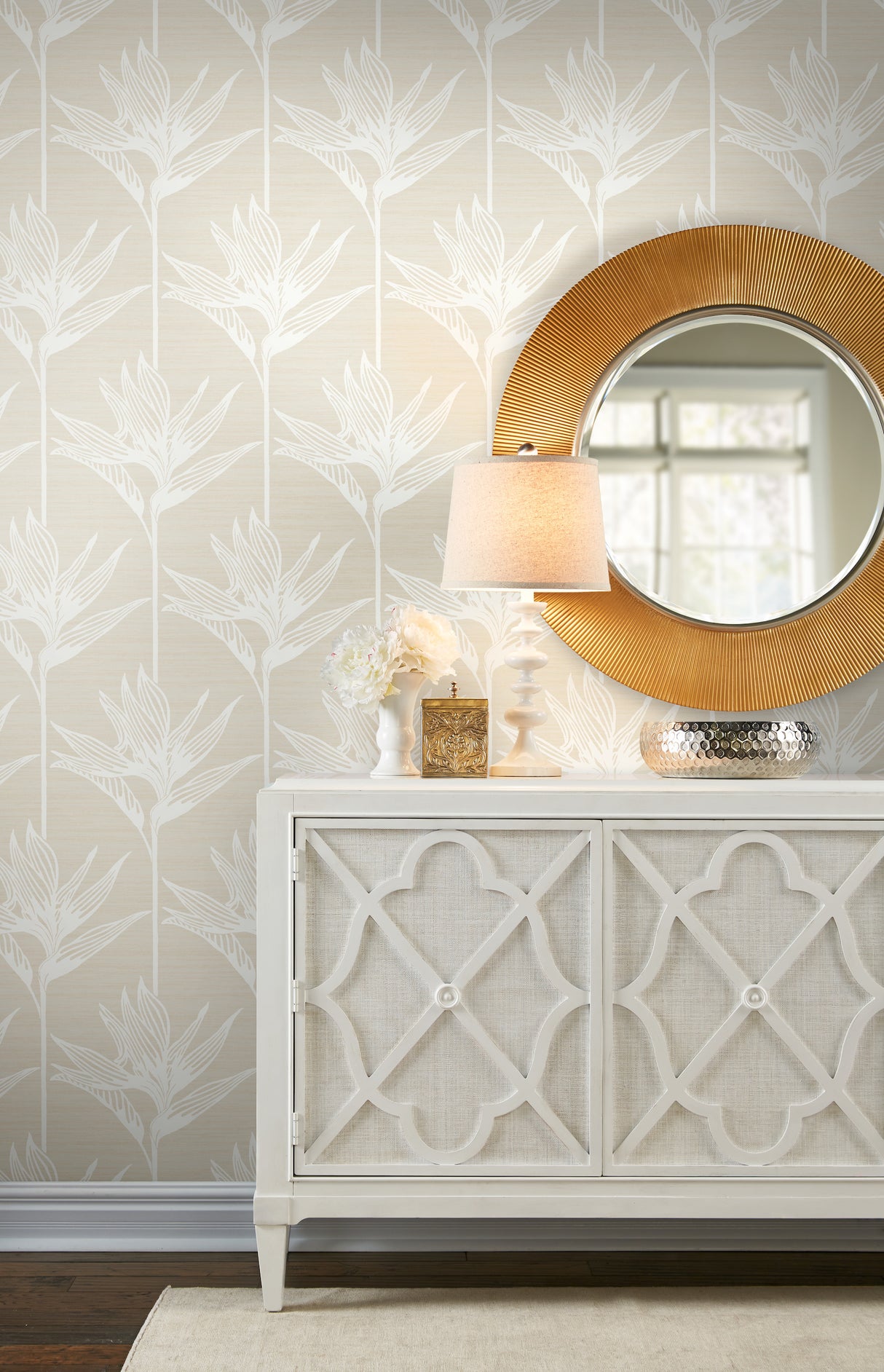 York TC2672 Bird Of Paradise White Wallpaper