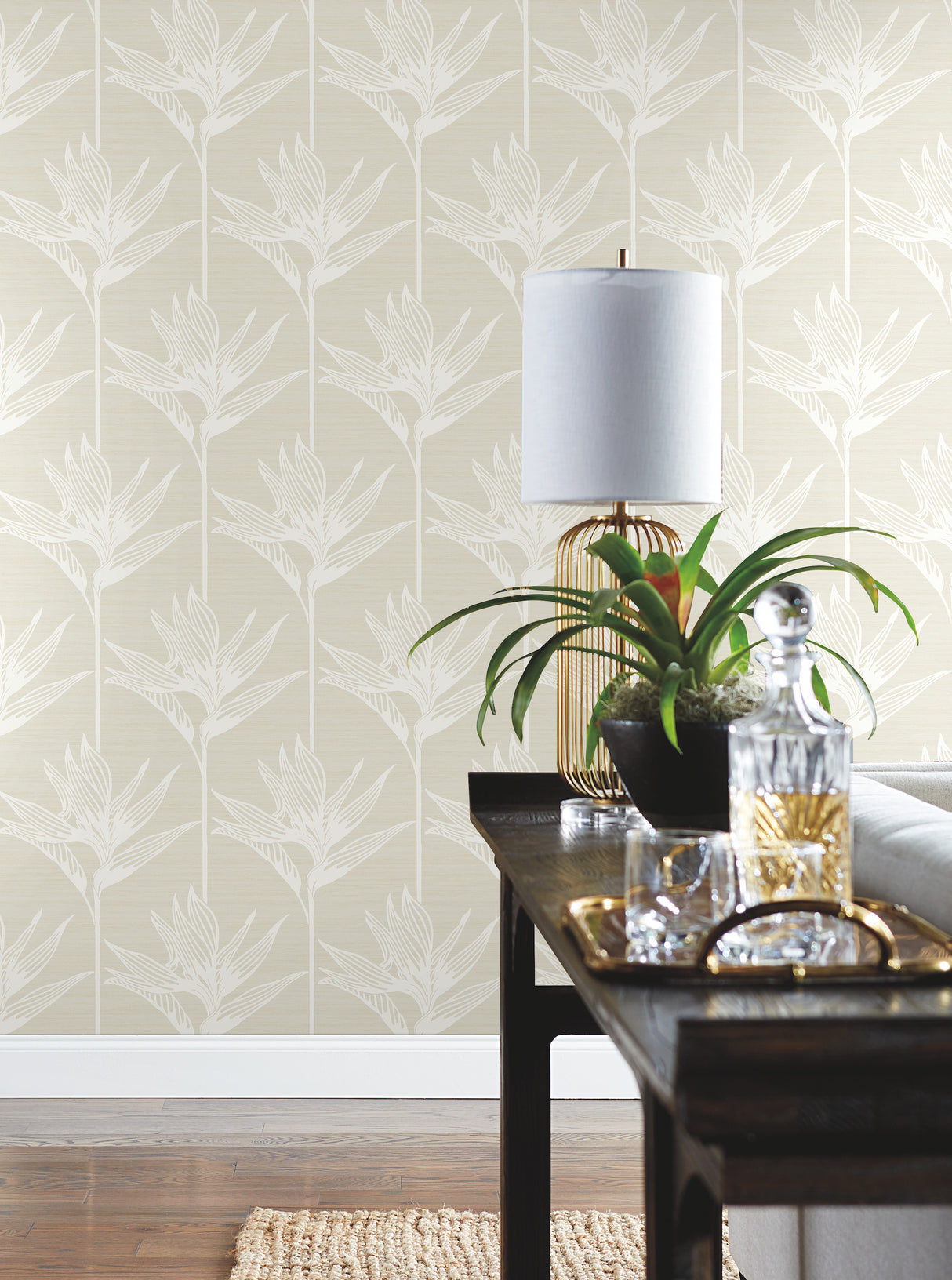 York TC2672 Bird Of Paradise White Wallpaper