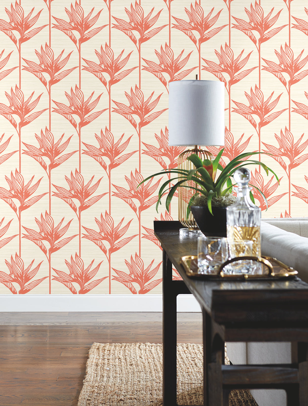 York TC2676 Bird of Paradise Coral Wallpaper