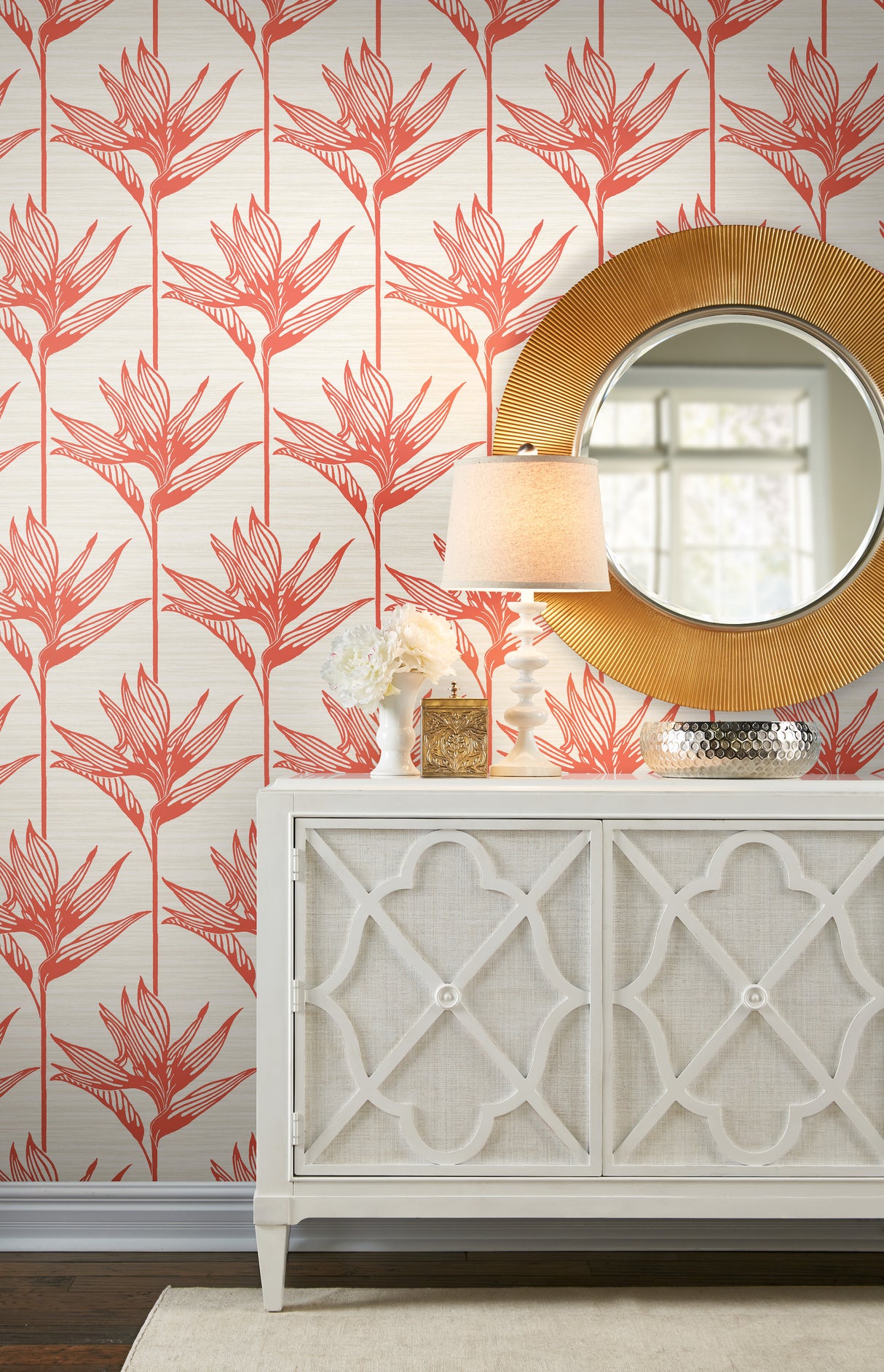 York TC2676 Bird of Paradise Coral Wallpaper