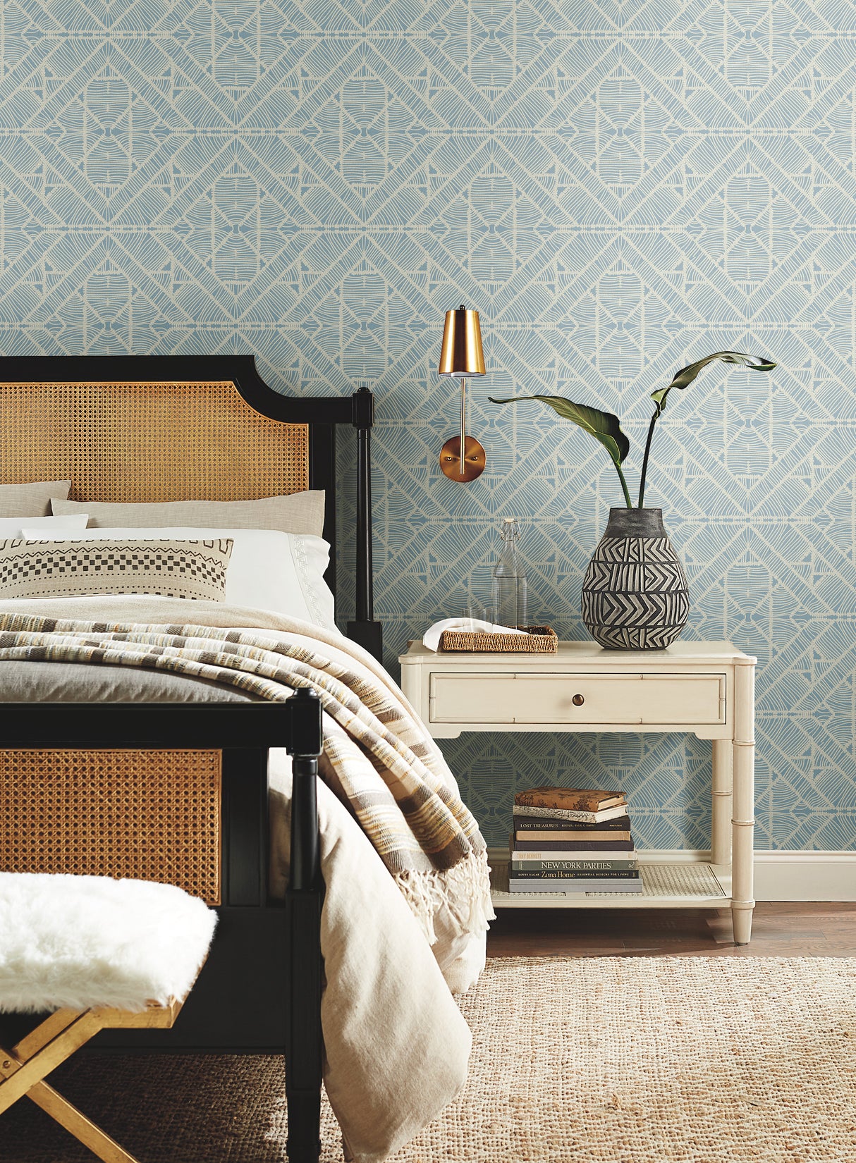 York TC2704 Diamond Macrame Blue Wallpaper