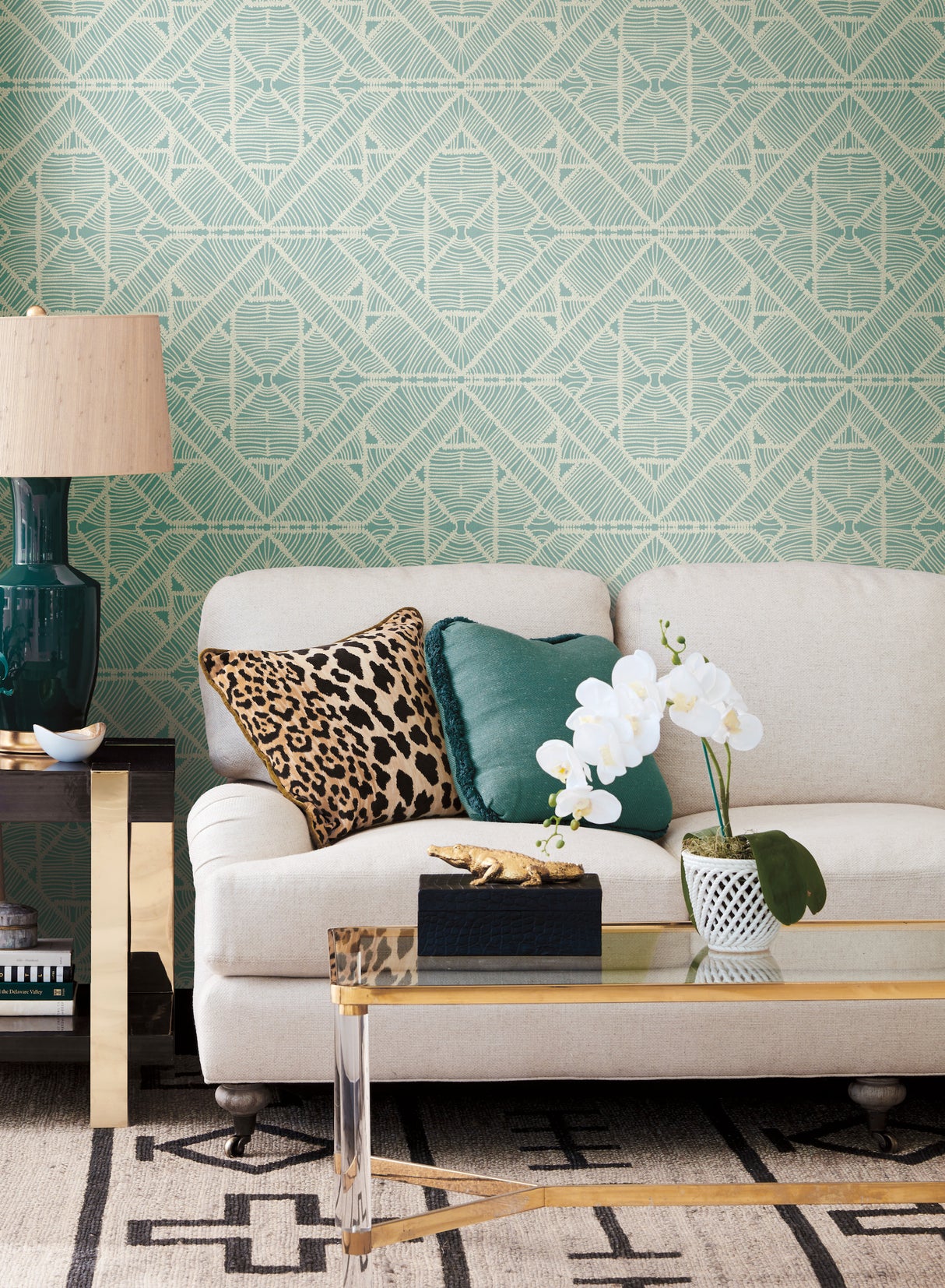 York TC2705 Diamond Macrame Aqua Wallpaper