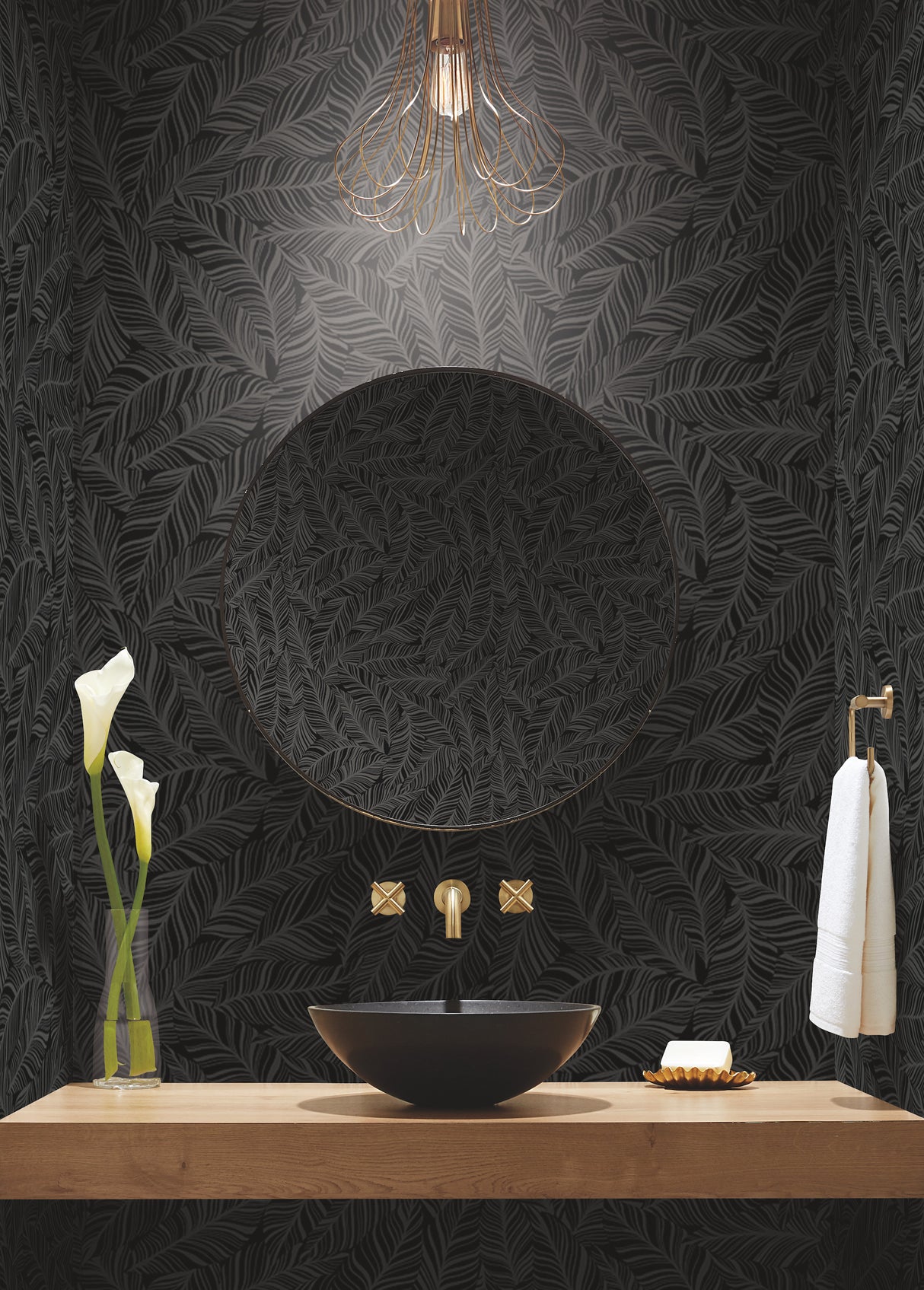 York TC2712 Rainforest Canopy Black Wallpaper