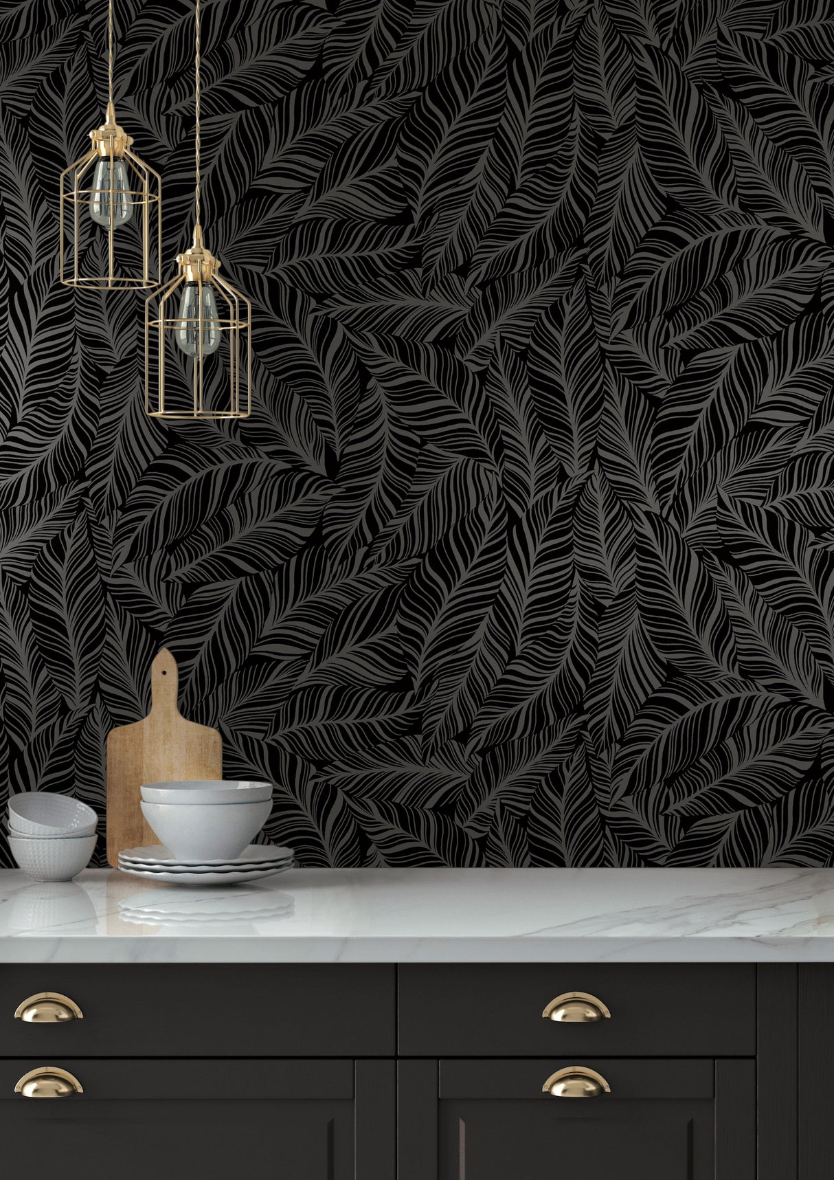 York TC2712 Rainforest Canopy Black Wallpaper