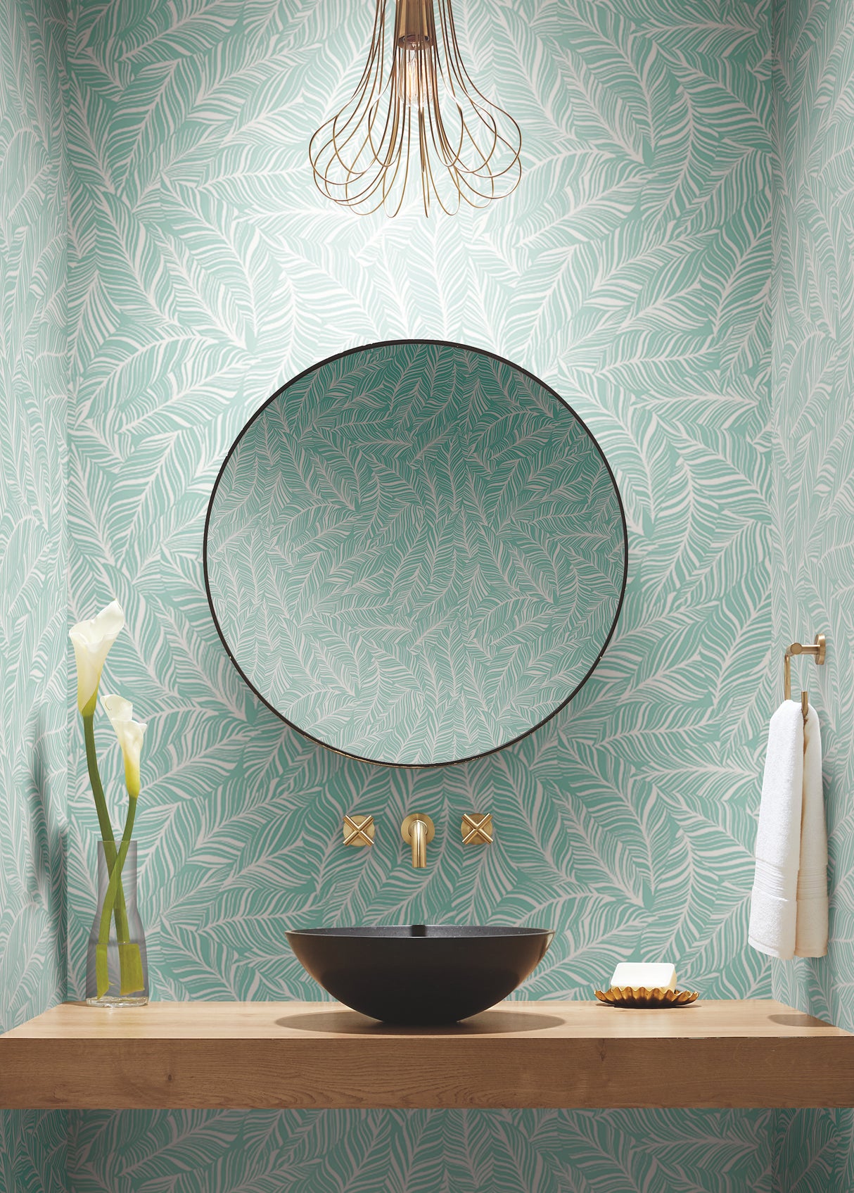 York TC2716 Rainforest Canopy Aqua Wallpaper