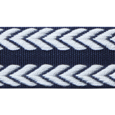 LEE JOFA TL10182.501.0 CHEVRON BRAID NAVY & WHITE TRIM - Eade's Wallpaper