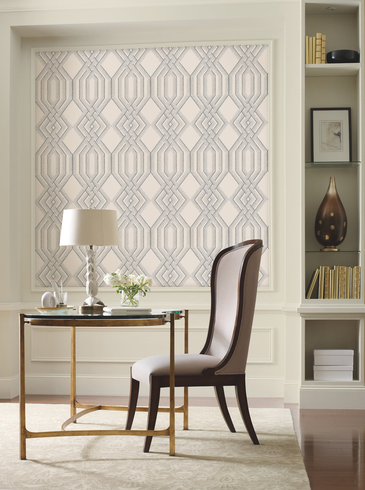 York TL1911 Etched Lattice Grey Wallpaper