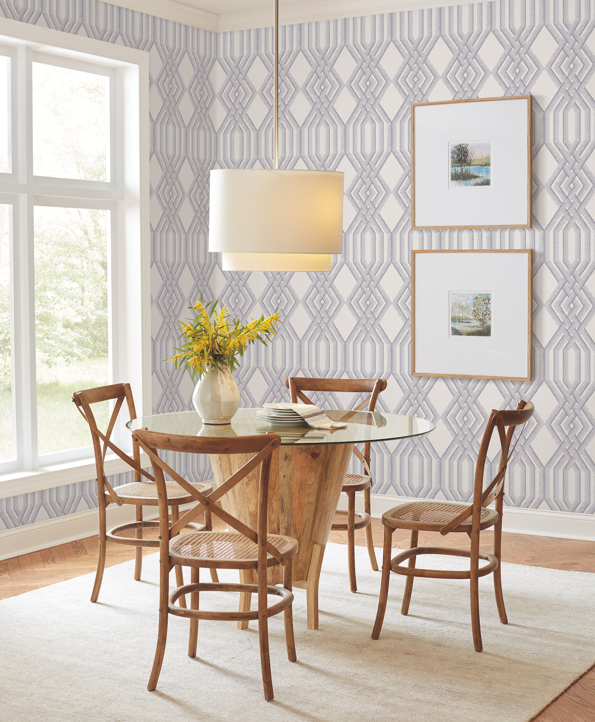 York TL1912 Etched Lattice Blue Wallpaper