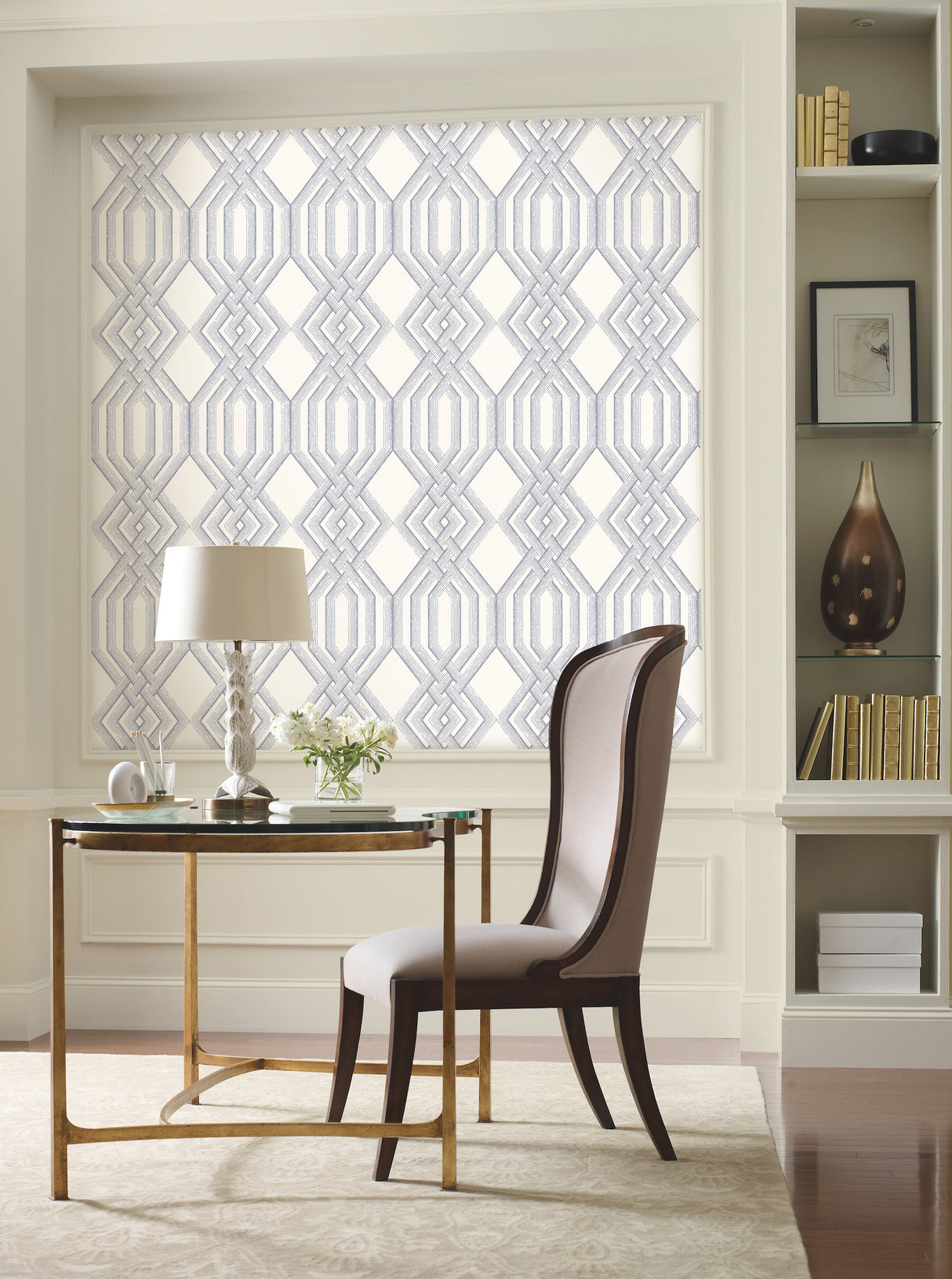 York TL1912 Etched Lattice Blue Wallpaper
