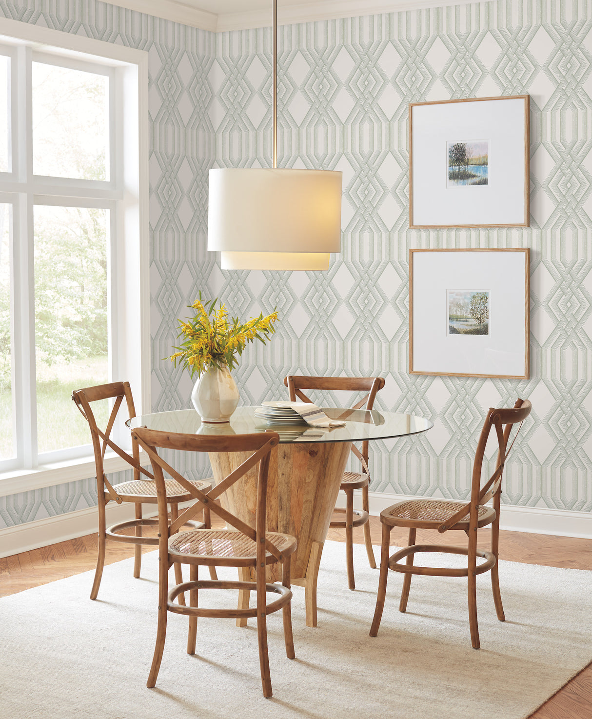 York TL1913 Etched Lattice Green Wallpaper