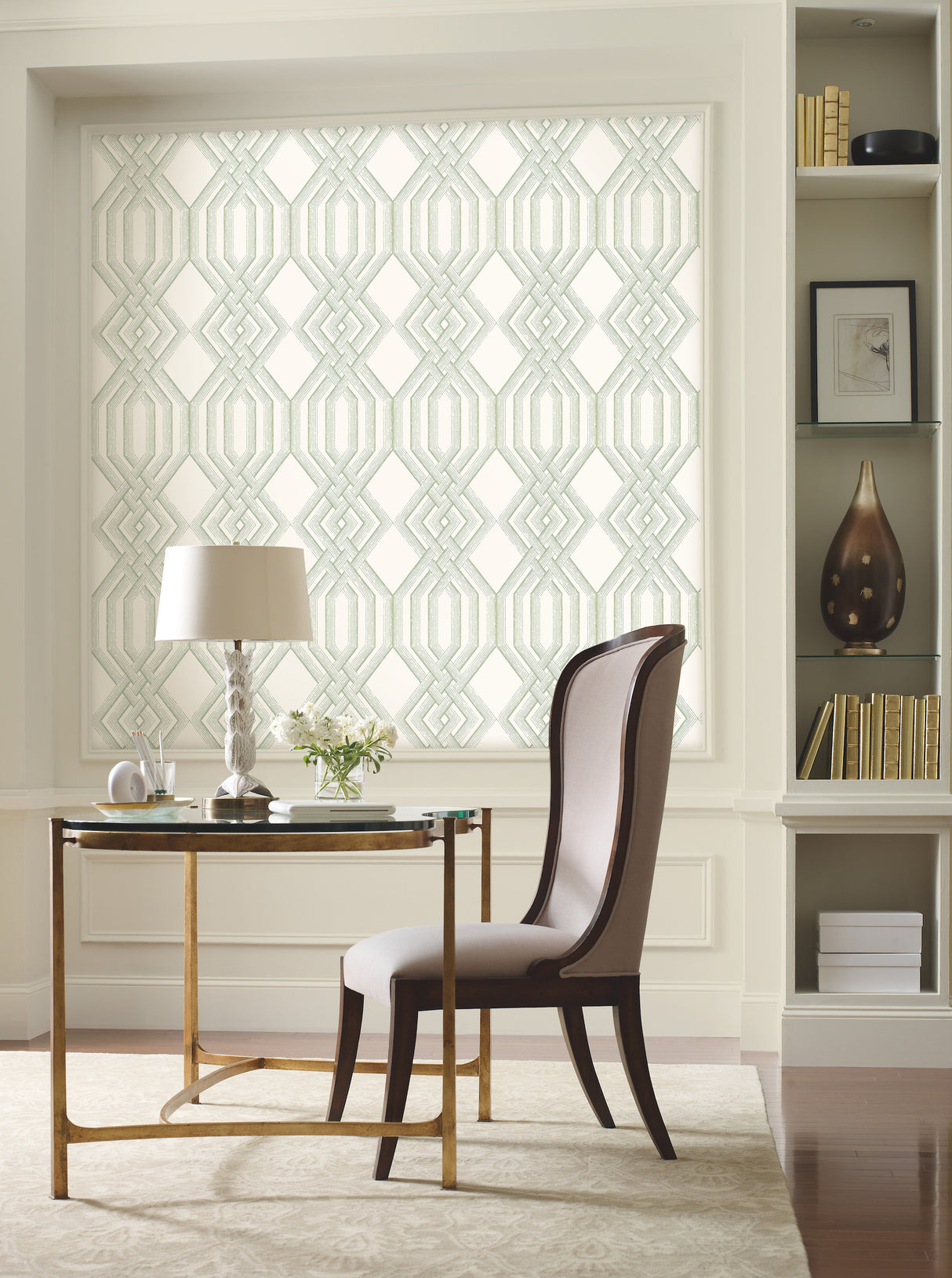 York TL1913 Etched Lattice Green Wallpaper