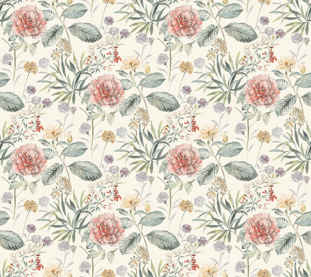 York TL1919 Midsummer Floral Coral Wallpaper