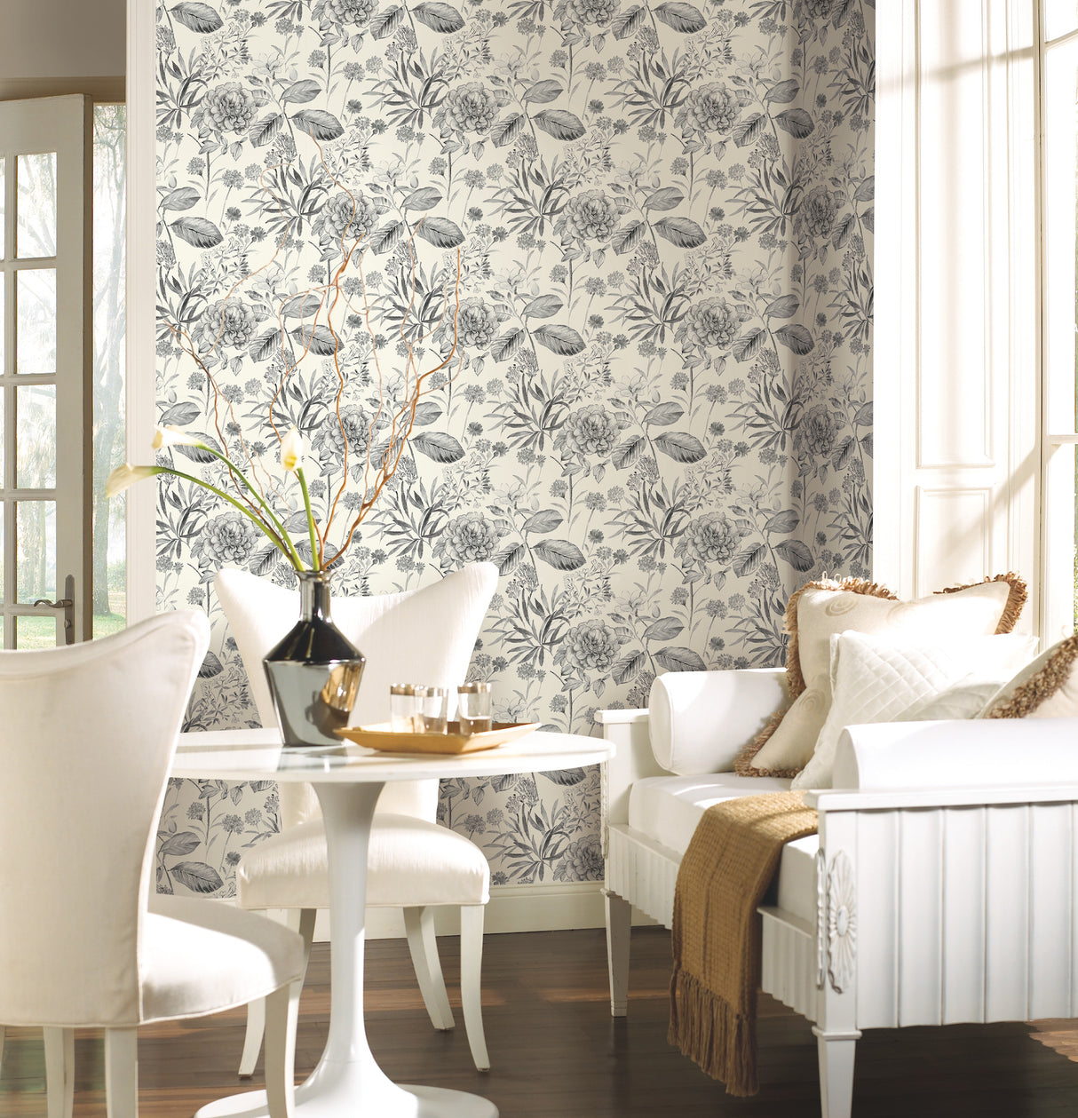 York TL1922 Midsummer Floral Grey Wallpaper