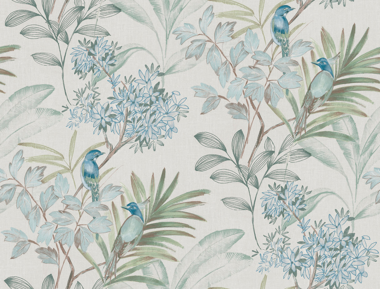 York TL1926 Handpainted Songbird Turquiose Wallpaper