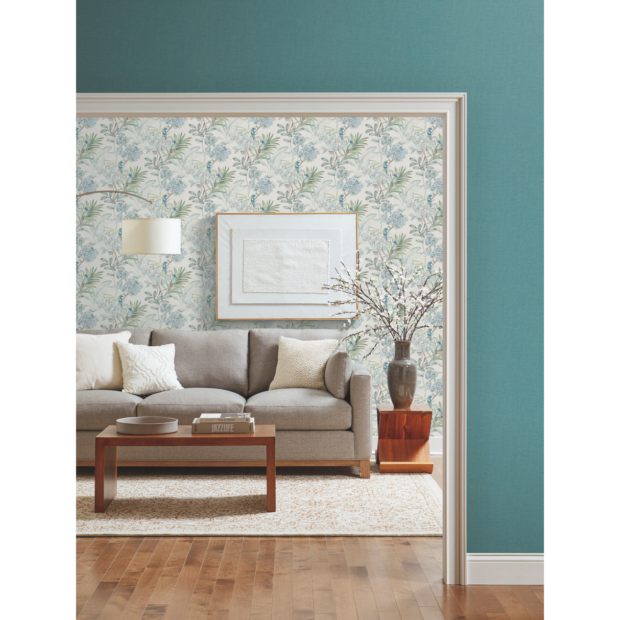 York TL1926 Handpainted Songbird Turquiose Wallpaper