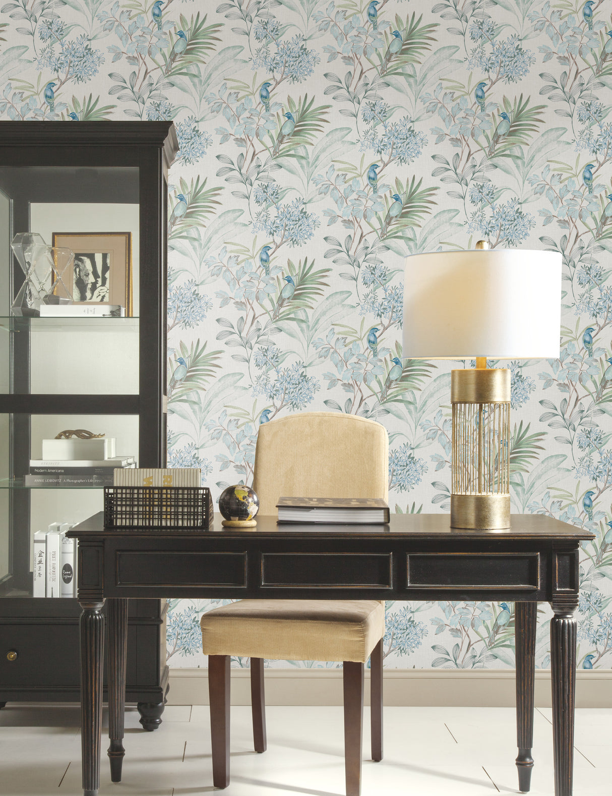York TL1926 Handpainted Songbird Turquiose Wallpaper