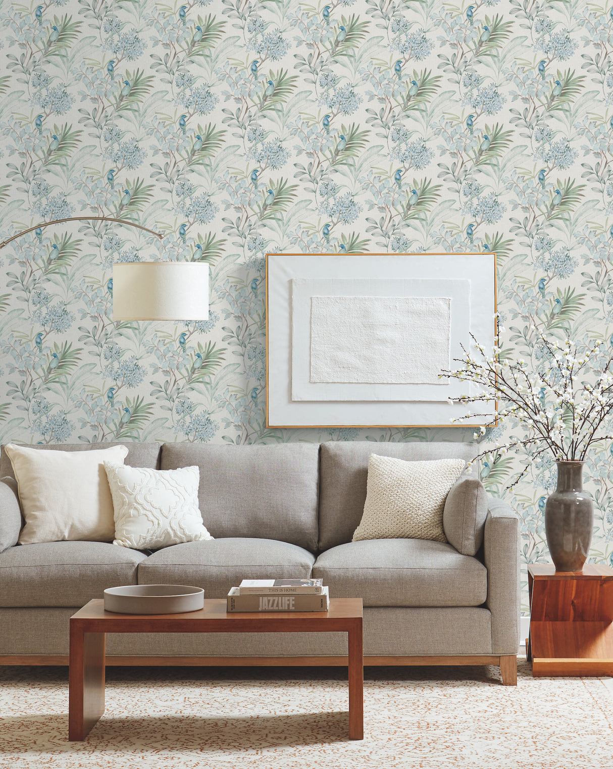 York TL1926 Handpainted Songbird Turquiose Wallpaper