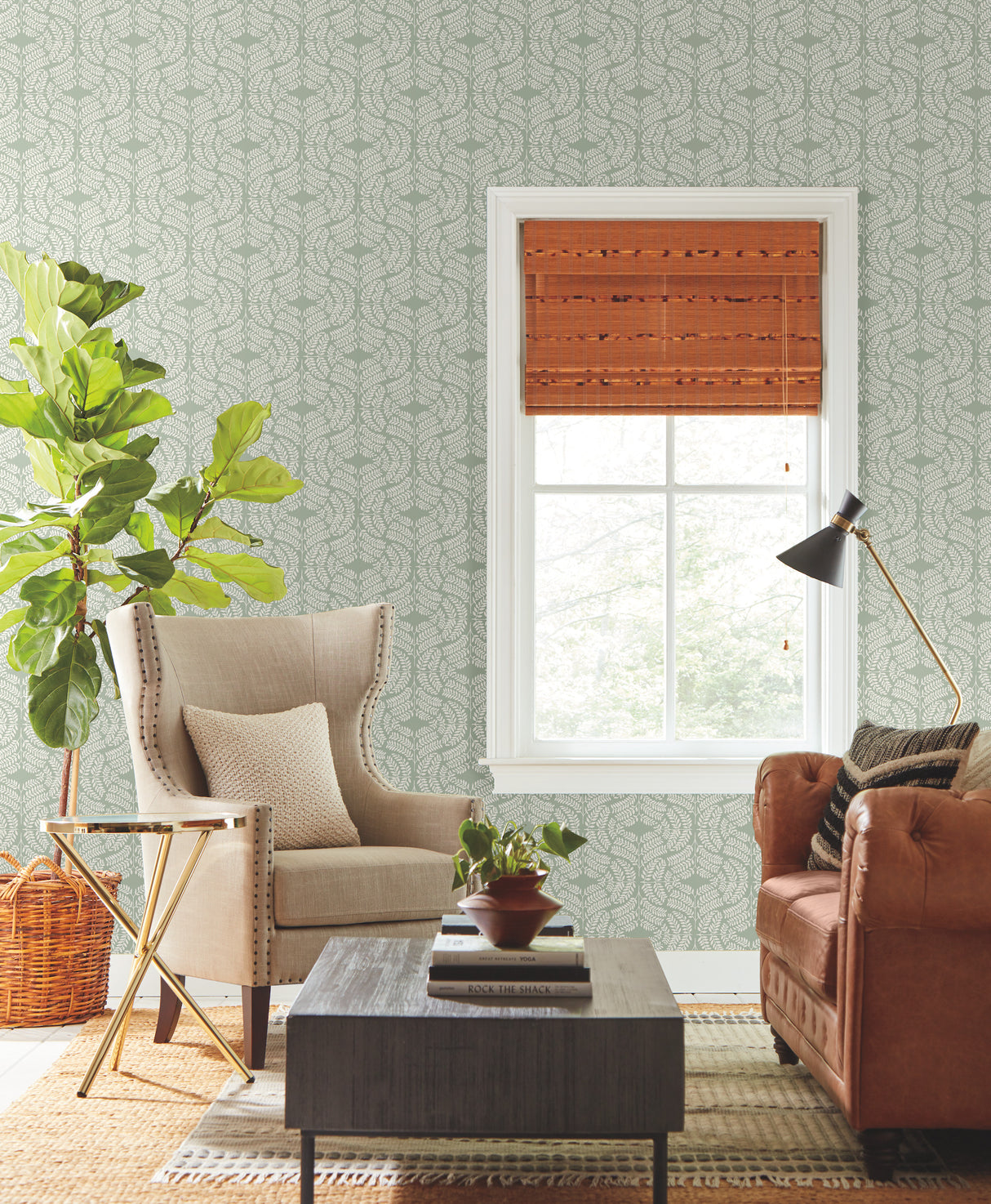 York TL1943 Fern Tile Green Wallpaper