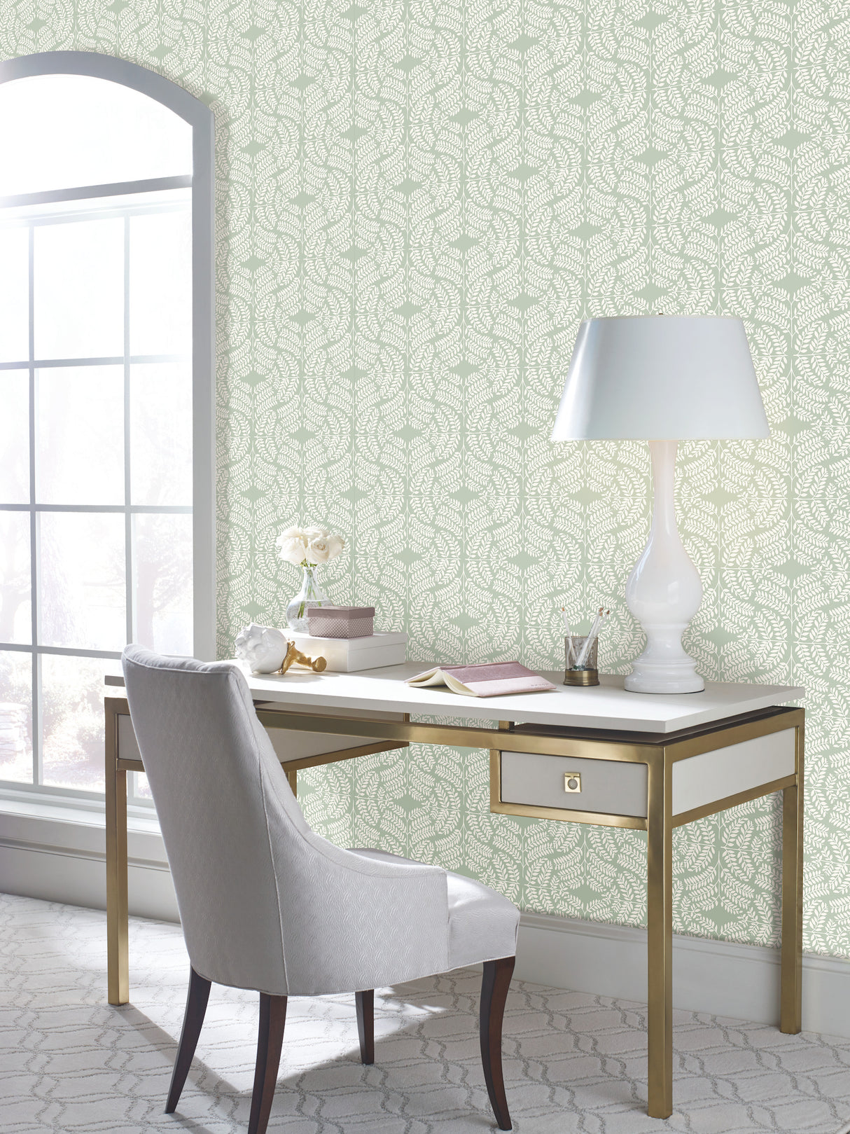 York TL1943 Fern Tile Green Wallpaper