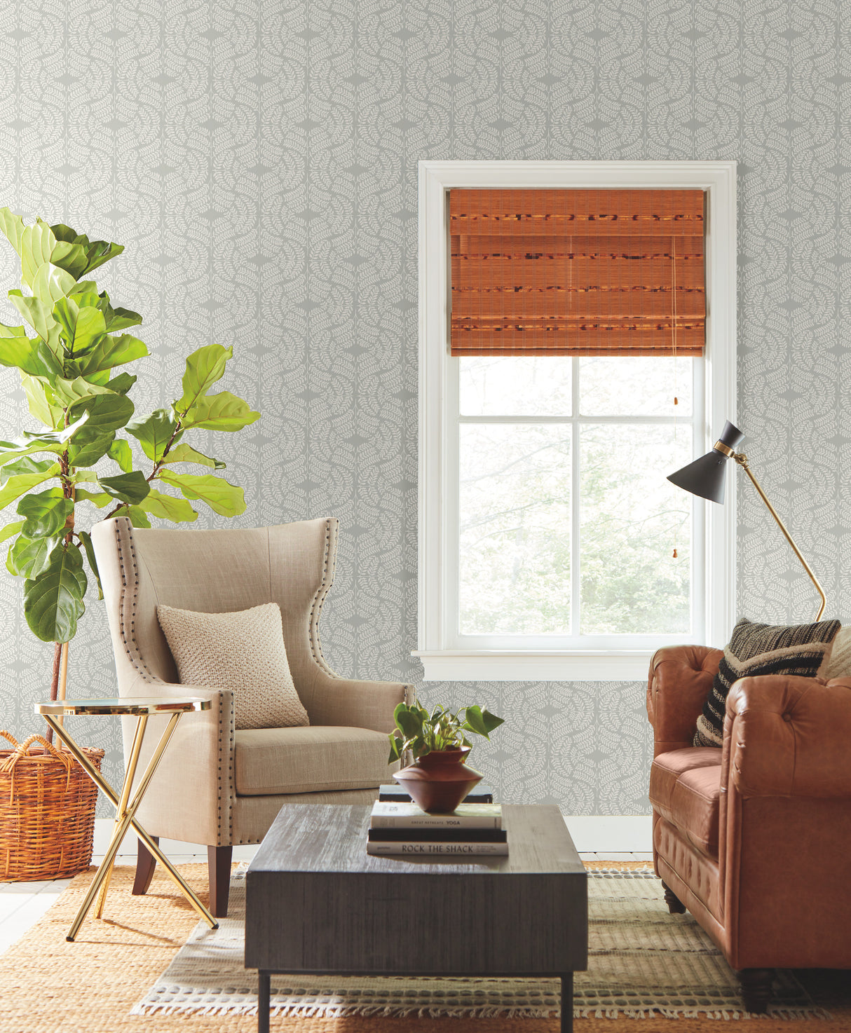 York TL1945 Fern Tile Light Grey Wallpaper