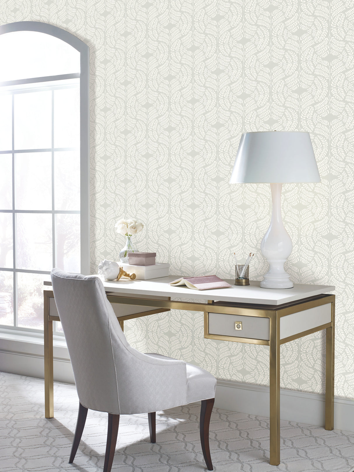 York TL1945 Fern Tile Light Grey Wallpaper