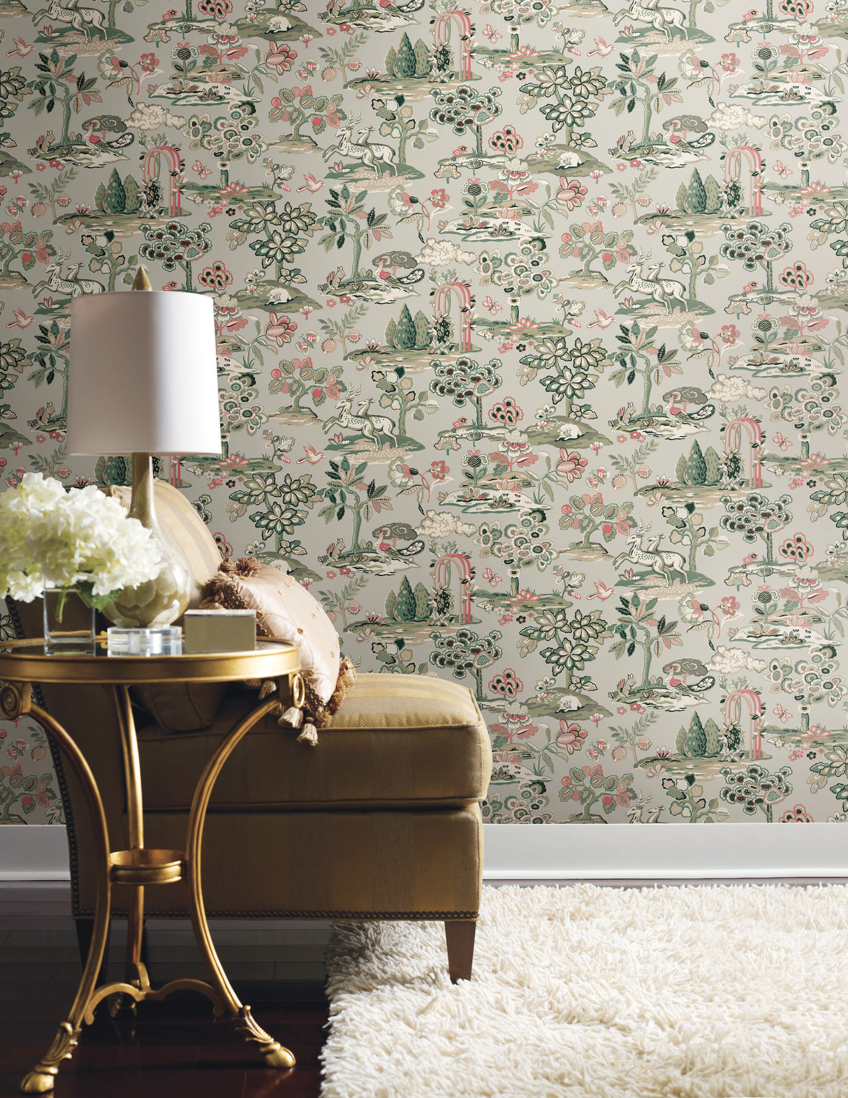 York TL1951 Kingswood Taupe & Coral Wallpaper