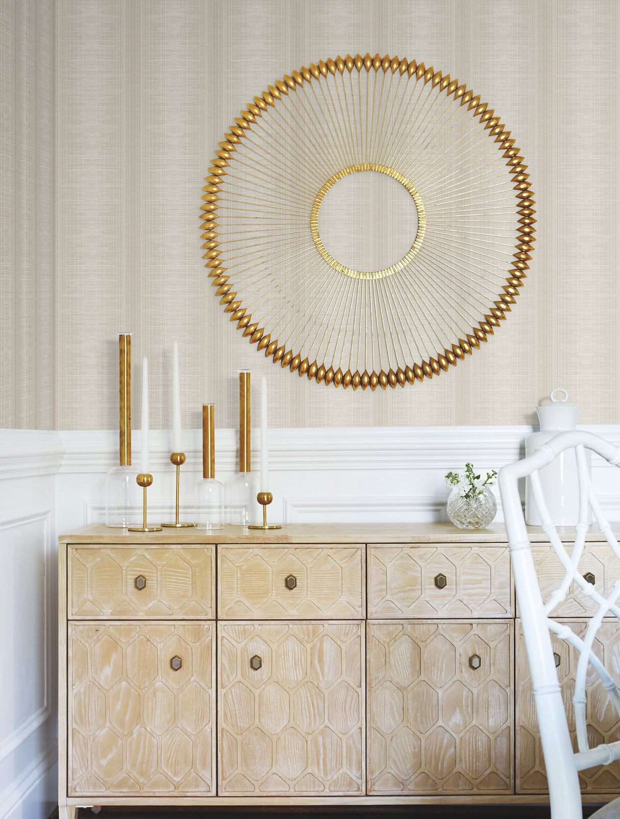 York TL1959 Silk Weave Stripe Light Brown Wallpaper