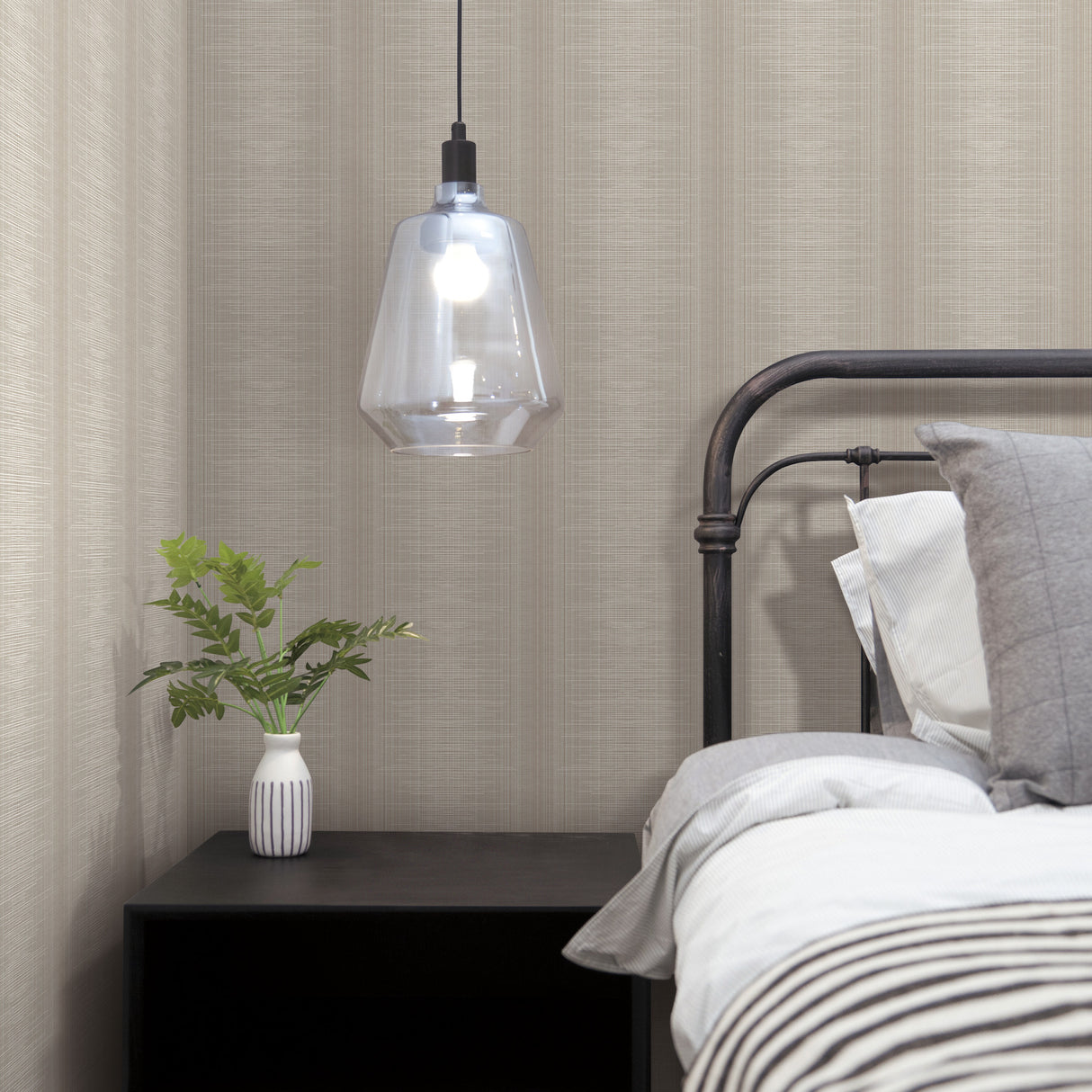 York TL1959 Silk Weave Stripe Light Brown Wallpaper