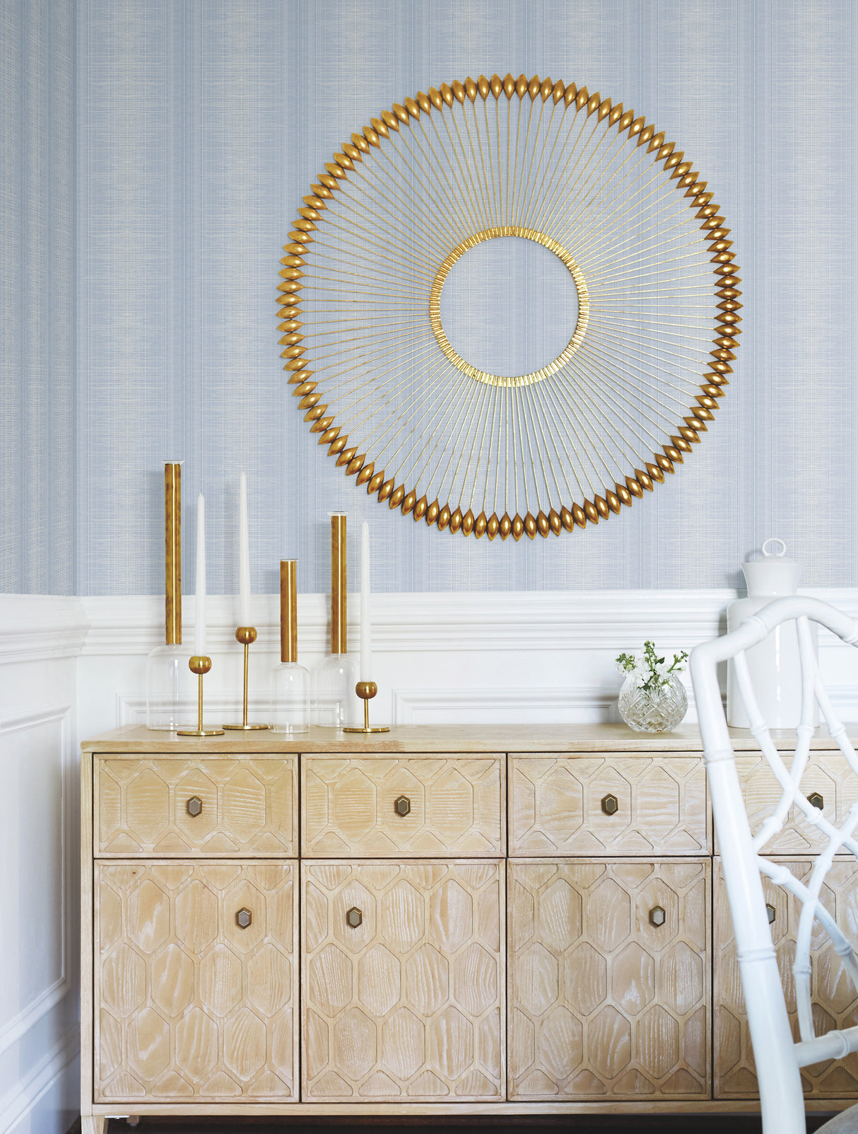 York TL1960 Silk Weave Stripe Blue Wallpaper