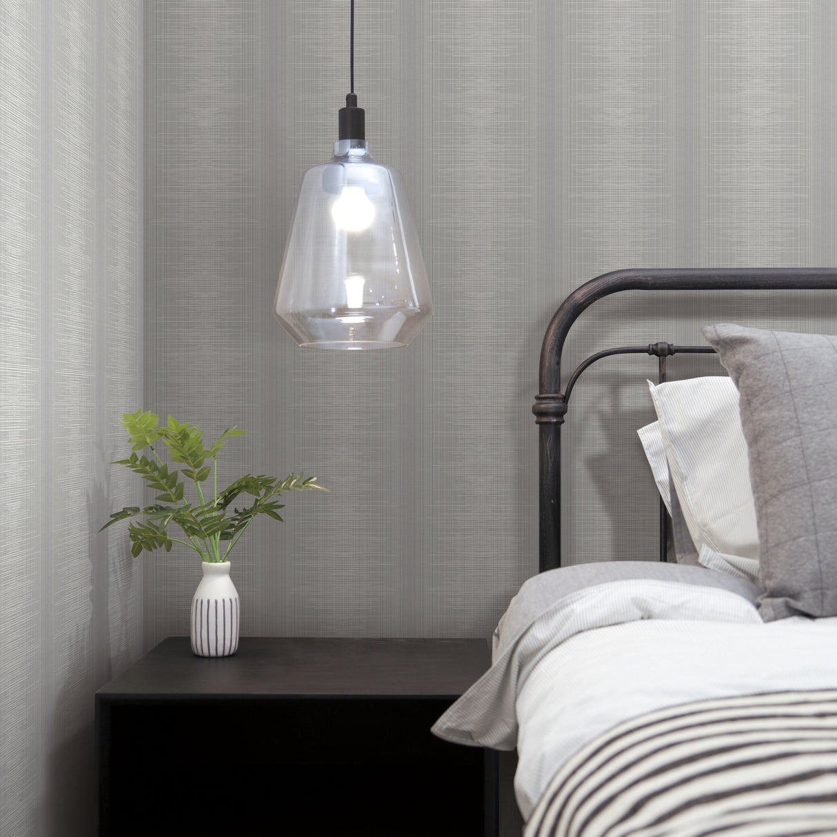 York TL1961 Silk Weave Stripe Grey Wallpaper